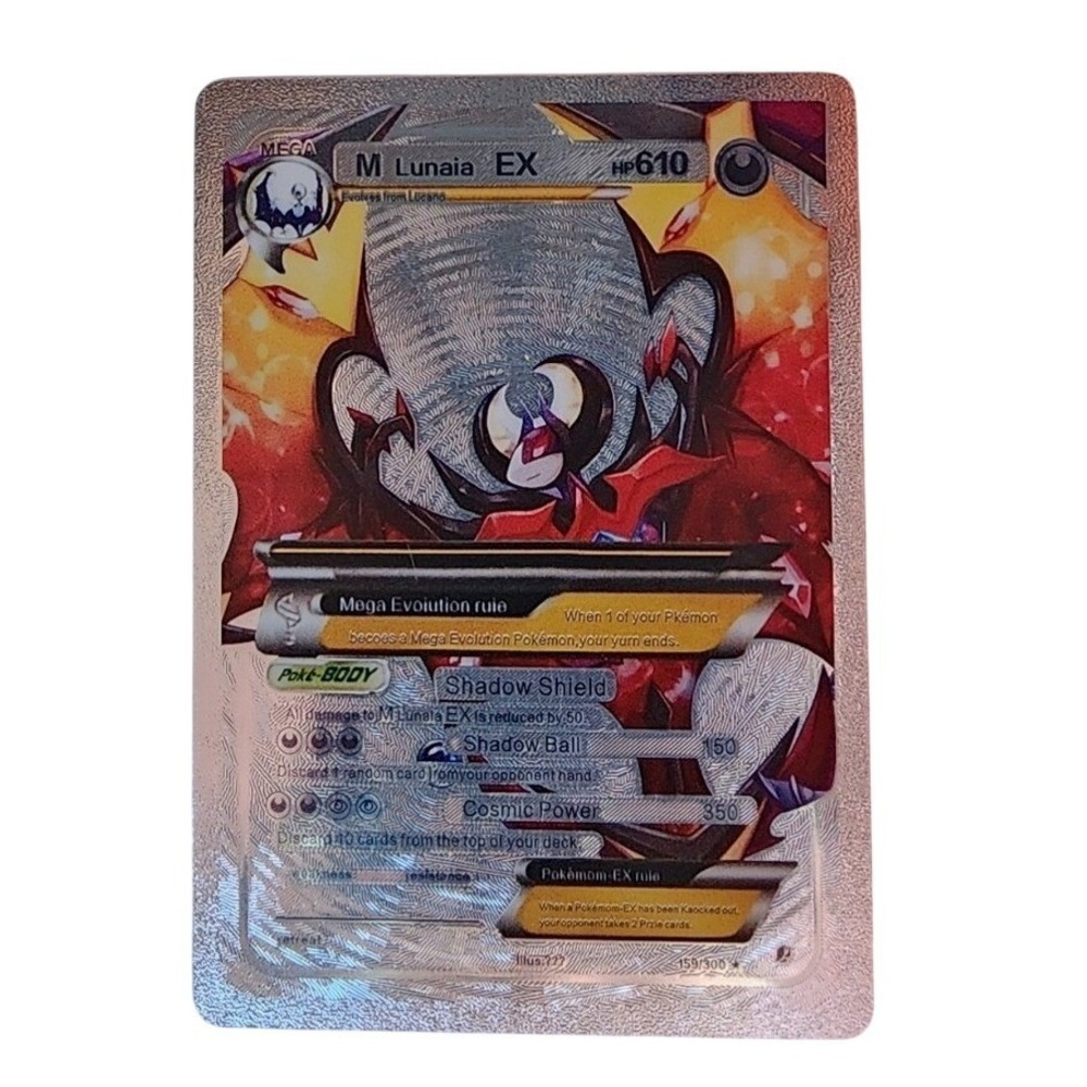 Pokemon M Lunaia EX Silver Metal Card Mega Lunala Custom Proxy TCG Collectible